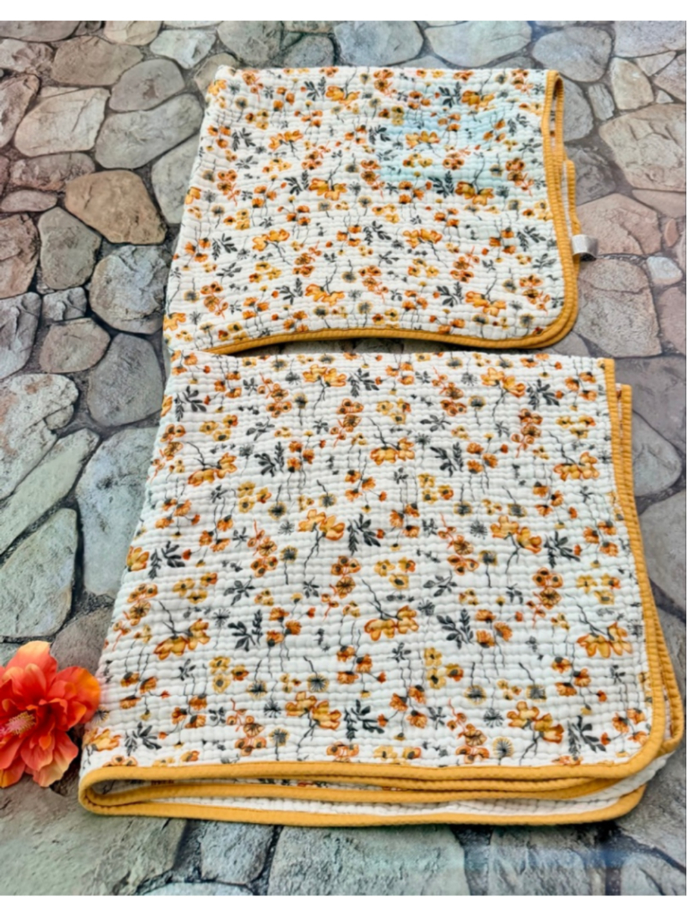 2-Chick Pea Yellow Quilted Baby Blankets